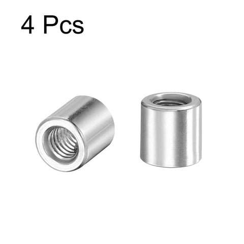 M6 X 10mm X 10mm Round Weld Nuts In 201 Stainless Steel Hella Strong for shop projects, pack of four, detailed view.