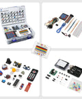 Noob Friendly Arduino Starter Kit For R3 Mega2560 Mega328 Nano With Step By Step Tutorial shown with components in plastic box