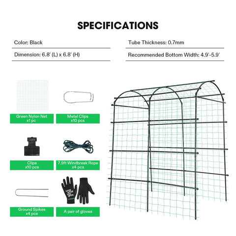 7Ft Arch Trellis For Climbing Plants With Adjustable Width And Sturdy Metal Tunnel Design Nylon Netting Included Perfect Garden Archway