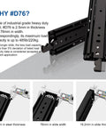 60 Inch Beefy Ultra Heavy Duty Drawer Slide With Lock D76 3 Inch Widening Black Electroplated Cold Rolled Steel Industrial Grade Heavy Load Capacity 3 Fold Full Extension Side Mount Pair with caliper measurements.