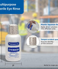 Front view of PhysiciansCARE eye wash bottle, 16 oz, plastic squeeze bottle with sterile isotonic solution