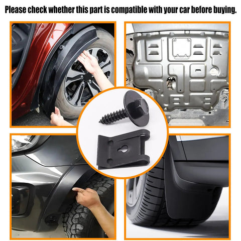 Pro Grade 50 Piece Steel Fender Liner Screw And U Nut Retainer Clip Kit For Engine Splash Shield Hex Head Automotive Body Panel Fasteners Shop Ready Gear showing installation and components.