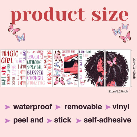 Black Girl Wall Decal With Inspirational Quote And Butterfly Sticker For Afro Woman Bedroom Playroom And Classroom Decor
