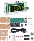 4-Digit DIY Digital Clock Kit With Acrylic Shell, Adjustable Brightness LED Display, components for school projects and home office