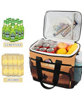 Desert Cowboy Insulated Lunch Bag With Shoulder Strap Reusable Cooler Lunch Box containing cans, fruits, and snacks, 15L capacity