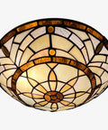Tiffany Style Ceiling Light with stained glass vibe 2 light 12 inch flush mount for bedroom dining living room hallway entryway foyer elegant home decor glow