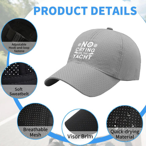 Men's Dope Breathable Light Gray Tennis Cap, Lightweight Adjustable Baseball Hat displayed with feature details