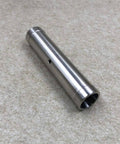 Side view of stainless steel backup seal sleeve for water jet pump; hollow cylinder with drilled side hole.
