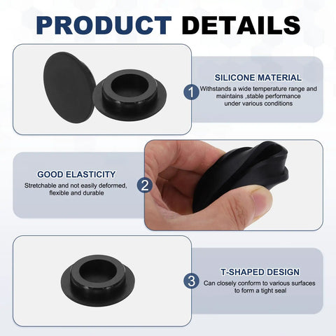 11 Pack T Shaped Silicone Plugs Round Rubber Stopper Set For 29 To 30 Mm Holes Waterproof Sealing Bulkheads 30.3mm Diameter