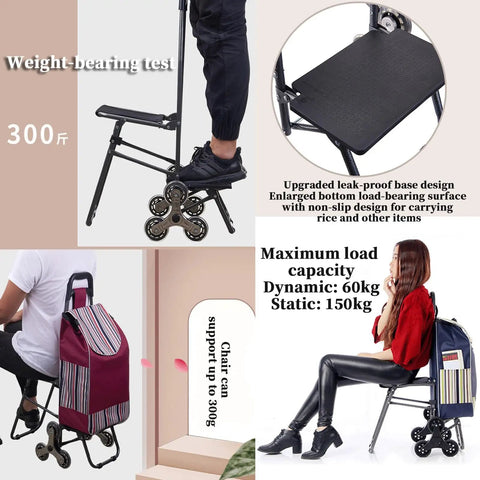 Heavy Duty Snap Fold Grocery Cart With Seat Beat The Stairs Smooth Rolling Tote Senior Favorite Portable Hand Truck Grab And Go Shopping Hauler For Weekend Getaways And Campgrounds