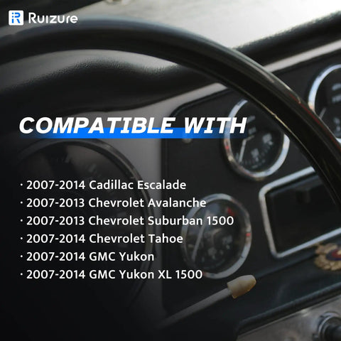 Interior view of vehicle dashboard showing compatibility list for Complete Four Piece Abs Wheel Speed Sensor Kit Front And Rear Built Dope For A No Sweat Swap Fits Gmc Yukon Chevrolet Tahoe Suburban Cadillac Escalade 2007 To 2014.