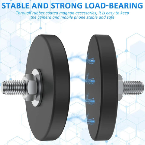 Heavy Duty Rubber Coated Magnets 1.69 Inch Diameter Mounting Studs 12 Pack For Rock Light Bars Cameras Cabinets Whiteboards And More Anti Scratch Strong Hold Versatile Mounting Gear front view