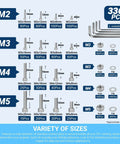 All In One Metric Screw Kit With M2 M3 M4 M5 Bolts, Nuts, Lock Washers And Flat Washers, 304 Stainless Steel 3364 Pieces