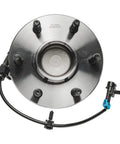 Top view of RWD Front Wheel Bearing Hub Assembly With ABS For 99-06 Chevy Silverado Sierra 1500, 6 lug, showing ABS sensor wire.