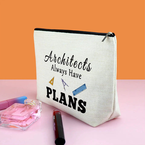 Side view of Dope Makeup Bag For Architects And Architecture Lovers Graduation Gift For Women Engineers And Mentors Travel Pouch