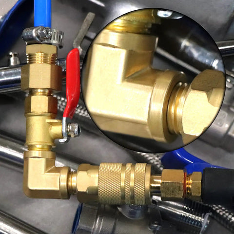 Five Piece 90 Degree Brass Pipe Elbow Fitting With Two One Quarter Inch NPT Female Ends Barstock Street Elbow for DIY plumbing.