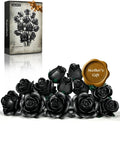 Dope Black Rose Bouquet Building Set For Adults Gothic Vintage Flower Kit To Craft A Realistic Dark Rose Centerpiece Perfect Valentines Gift For Her Girlfriend Mom Wife Home Office Decor, 12 black ABS roses
