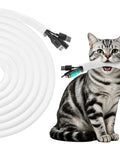 Dog Proof Pet Resistant 25ft Cord Protector Sleeves, 1/2 Inch Thick Wire Cable Cover White near cat with cables.