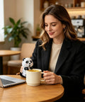 Nifty Desktop Cooling Fan Featuring Three Adjustable Speeds And Portable Usb Rechargeable Power on table cooling coffee during work.