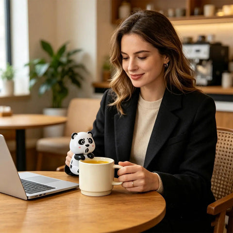 Nifty Desktop Cooling Fan Featuring Three Adjustable Speeds And Portable Usb Rechargeable Power on table cooling coffee during work.
