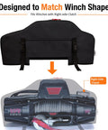 Super Durable Waterproof Winch Cover With Zipper fits winches with right-side clutch, shown matching winch shape for electric recovery gear.