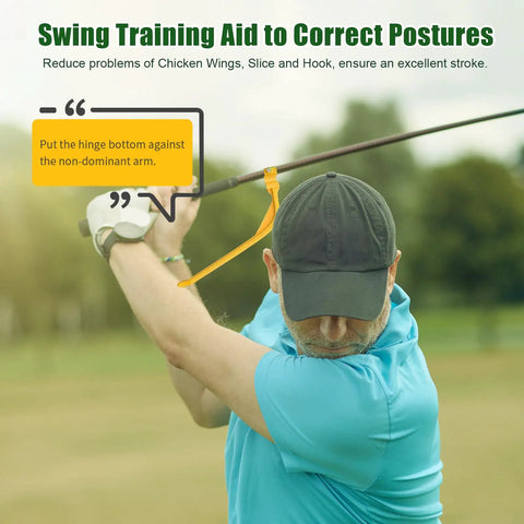 Man using Connector Golf Swing Trainer Set Of 2 For Posture Correction And Consistency Improve Full Swing Power Mastery, Great For Golfers