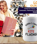 Sorry I Cant Kite Fly This Morning Coffee Mug 15oz White For Kite Lovers with gift boxes and Christmas tree backdrop