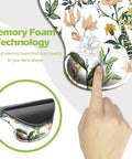 Ergonomic Mouse Pad With Wrist Support Non Slip PU Base Cute Floral Pattern, featuring memory foam technology, for comfort.