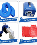 Heavy Duty Industrial Air Duct Dust Busting Cleaner For Commercial Central HVAC Systems With 4000 Cubic Meters Per Hour Suction 16.4 Ft Duct Length And 4.9 To 9.8 Ft Ceiling Height Built For Warehouses And Workshops, spring hose and 110V transformer set
