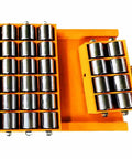 180 Degree Swivel Cargo Trolley Skate Featuring Polyurethane And Steel Rollers For Heavy Machinery Moving and Industrial Hauling, showing steel and polyurethane rollers.