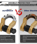 Comparison of two D Ring Shackles showing anti-rust coating on left and rust on right, with emphasis on durability.