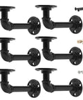 Industrial Pipe Shelf Brackets Set Of 6 For DIY Floating Shelves Black Iron Wall Mount Hardware Included Rustic Modern Home Decor