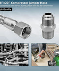 Built Tough 3/8 NPT Male Stainless Steel Compressor Jumper Hose, 20 Ft, 450 PSI, SUS304 High Temp with swivel connectors