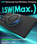Close-up of Two Pack Magnetic Wireless Charger Pad With Six Foot USB C And USB A Ports Fast Charge For Galaxy S Series back view