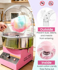 15 Inch Cotton Candy Machine Cover with Transparent Acrylic Dome for 15 Inch Bowls in action, showcasing protection and usability.
