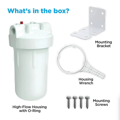Heavy Duty Universal Large Capacity Whole House Water Filter Housing NSF Certified Built To Last Premium Filtration kit contents