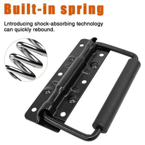 2 Pack 4.9 Inch Heavy Duty Spring Loaded Stainless Steel Surface Mount Chest Handles With Rubber Grip, close-up of built-in spring