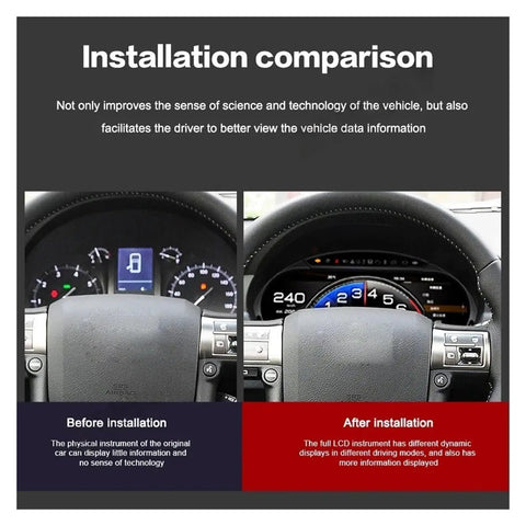 12.3 Inch LCD Dash Instrument Cluster For Lexus GX 2010 2021 Drop In Digital Speedometer Display With Built In Circuit Module For Smooth Idle Steady Acceleration And Sharp Readouts installation comparison