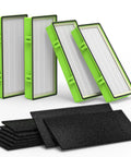 4 True HEPA Filters and 8 Carbon Booster PreFilters Replacement Kit For Aer1 Ready Holmes Air Purifiers with filters shown