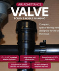 Straight Up Heavy Duty Air Admittance Valve Aav For Plumbing Drainage Systems With Threaded Adapter Durable Abs Construction 6 Dfu Rating For Sinks And Lavatories Zero Hassle Installation showing compact black ABS construction with adapter.