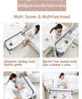 Smart Electric Baby Bedside Crib And Bluetooth Bassinet For Room Sharing With Automated Remote Control Smooth Swaying Motion And Built In Lullabies For A No Sweat Parenting Vibe Pink - Parent and baby using multi-functional crib.