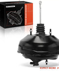 Heavy Duty Premium Grade Straight Up Solid Vacuum Brake Booster Dang Good Replacement Quick Swap For Chevies And Gmc Suburbans Blazers And Tahoes Perfect Fit Guaranteed, black steel construction, side view.