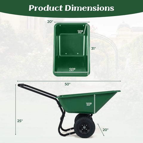 Product dimensions of the Two Wheel Wheelbarrow Garden Cart With 330 Lbs Capacity And 21 Gallon Volume Heavy Duty Yard Dump Cart