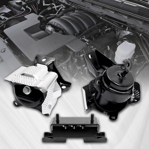 All In One Front Left And Right Engine Motor Mount And Transmission Mount Kit Three Piece Set For 2014 To 2018 Silverado Sierra 1500 V8 And 2015 To 2020 Escalade Suburban Tahoe Yukon XL 4WD Direct Fit OE Replacement 84175582 84175583 A2638