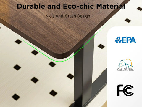 Big Game Changing L Shaped Standing Desk With Cup Holder Electric Height Adjust Corner Computer Workstation Ergonomic Sit Stand Up Home Office Gaming Station Spacious Black Walnut Finish shown with eco-chic material.