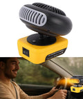 Hassle Free Portable Battery Space Heater Featuring Dual Usb Ports And 360 Degree Swivel delivering warmth in a vehicle.
