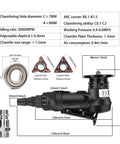 Handheld Pneumatic Chamfering Tool For Metal And Wood Deburr Edge Beveling Machine With C And R Angle Blades 45 Degree Arc Trimming Router High Speed Air Powered Power Tool dimensions and specifications diagram.