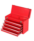 Heavy Duty 4 Drawer Metal Tool Box With Ball Bearing Slides And Lid Interlock Safety Design Built Tough Steel Chest Cabinet Red