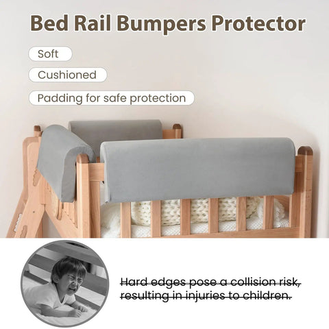 Heavy Duty Toddler Bed Rail Bumper Guards Thick Foam Crash Cushions For Bunk Bedroom Lofts Kidproof Edge Padding with soft padded covers.