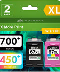 High Yield 67XL Black And Tri Color Ink Cartridge Two Pack For HP DeskJet And Envy Series 700 Page Black 450 Page Color
